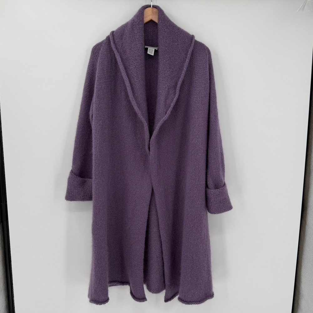 Soft Surroundings Telluride Topper Purple Wool Mohair Long Cardigan Medium